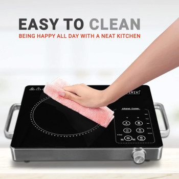 Afra Japan Infrared Cooktop (Single), 2000W, LED Display, Hot Pot Settings, Child Lock, Crystal Plate, Stainless Steel Body, G-Mark, ESMA, RoHS, And CB Certified, 2 Years Warranty.