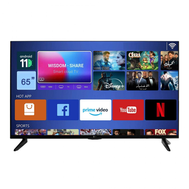 AFRA Japan Smart TV, UHD, 4K, Frameless, LED, Android 11, HDMI, USB, VGA, PC & Game Console Connection, Internet, Streaming, Netflix, Hulu, YouTube, Prime Video, 2 years warranty. (65)
