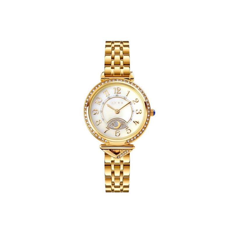 AFRA Selene Lady's Watch, Metal Alloy Case, White Dial, Metal Bracelet Strap, Water Resistant 30m