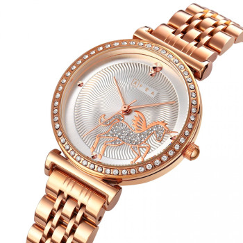 AFRA Keren Lady's Watch, Rose Gold Metal Alloy Case, Rose Gold Bracelet Strap, Water Resistant 30m