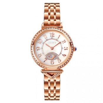 AFRA Selene Lady's Watch, Rose Gold Metal Alloy Case, White Dial, Rose Gold Bracelet Strap, Water Resistant 30m
