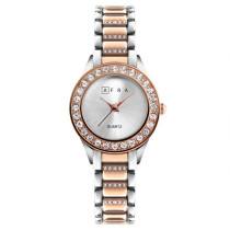 AFRA Shein Lady's Watch, Rose Gold and Silver Case, Silver Dial, Rose Gold Bracelet Strap, Water Resistant 30m