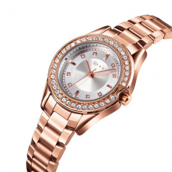 AFRA Celeste Ladies Watch, Metal Alloy Case, Silver Dial, Rose Gold Bracelet Strap, Water Resistant 30m - Rose Gold
