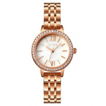AFRA Ornate Lady's Watch, Rose Gold Metal Alloy Case, Rose Gold Bracelet Strap, Water Resistant 30m