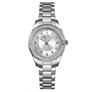 AFRA Celeste Lady's Watch, Silver Metal Alloy Case, Silver Dial, Silver Bracelet Strap, Water Resistant 30m