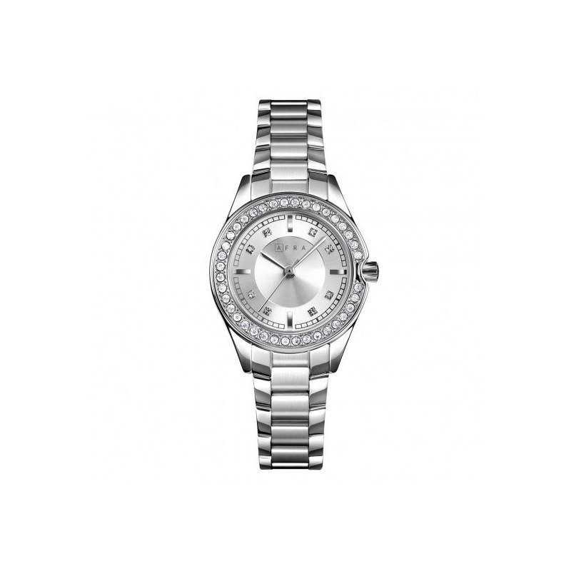 AFRA Celeste Lady's Watch, Silver Metal Alloy Case, Silver Dial, Silver Bracelet Strap, Water Resistant 30m