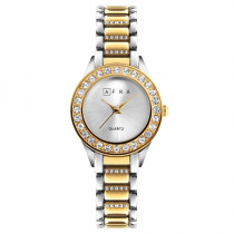 AFRA Shein Lady's Watch, Gold and Silver Case, Silver Dial, Gold and Silver Bracelet Strap, Water Resistant 30m
