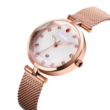 AFRA Regina Lady's Watch, Rose Gold Case, Rose Gold Mesh Bracelet Strap, Water Resistant 30m