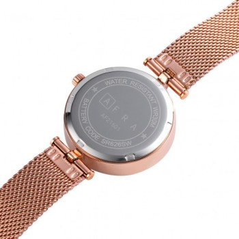 AFRA Regina Lady's Watch, Rose Gold Case, Rose Gold Mesh Bracelet Strap, Water Resistant 30m