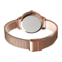 AFRA Pearlescent Lady's Watch, Rose Gold Metal Case, White Dial and Mesh Bracelet Strap, Water Resistant 30m