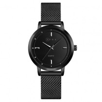 AFRA Avril Lady's Watch, Black Metal Alloy Case and Metal Mesh Bracelet Strap, Black Dial, Water Resistant 30m