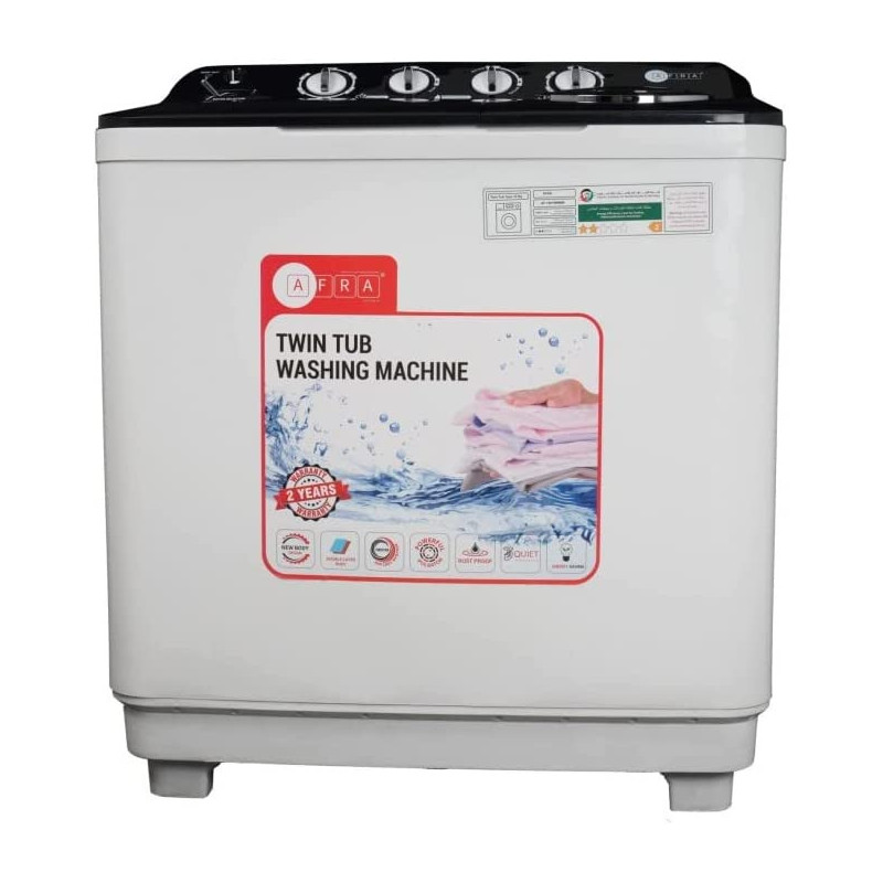 AFRA Japan Washing Machine-Top Load, 450W, 10 Kg, Twin Tub, Semi-Automatic, Freestanding, Deurable Plastic Housing, Washing G-MARK, ESMA, ROHS, and CB Certified, 2 years Warranty