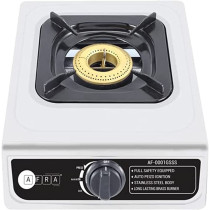AFRA Japan Single Burner Gas Stove, Compact Design, Cast Iron Burner, Enamel Pan Support, Stainless Steel Surface, G-MARK, ESMA, ROHS, and CB Certified, 2 years warranty