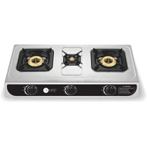 AFRA Japan Three Burner Gas Stove, Three Burners, Battery Powered Ignition, Stainless Steel, Double Injection, G-MARK, ESMA, ROHS, and CB Certified, 2 years warranty