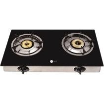 AFRA Japan Two Burner Gas Stove, Compact Design, Ceramic Ignition, Tempered Glass Top, Easy-To-Clean, Stainless Steel Housing, G-MARK, ESMA, ROHS, and CB Certified, 2 years warranty