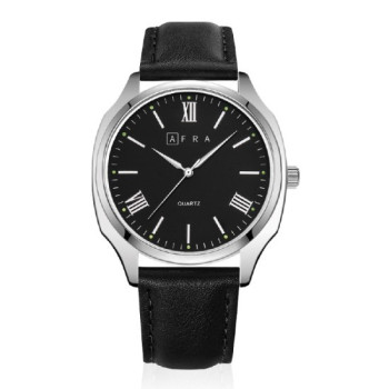 AFRA Ryder Casual Gentleman's Watch, Silver Stainless Steel Case, Japanese Construction, Water Resistant 30m, Black
