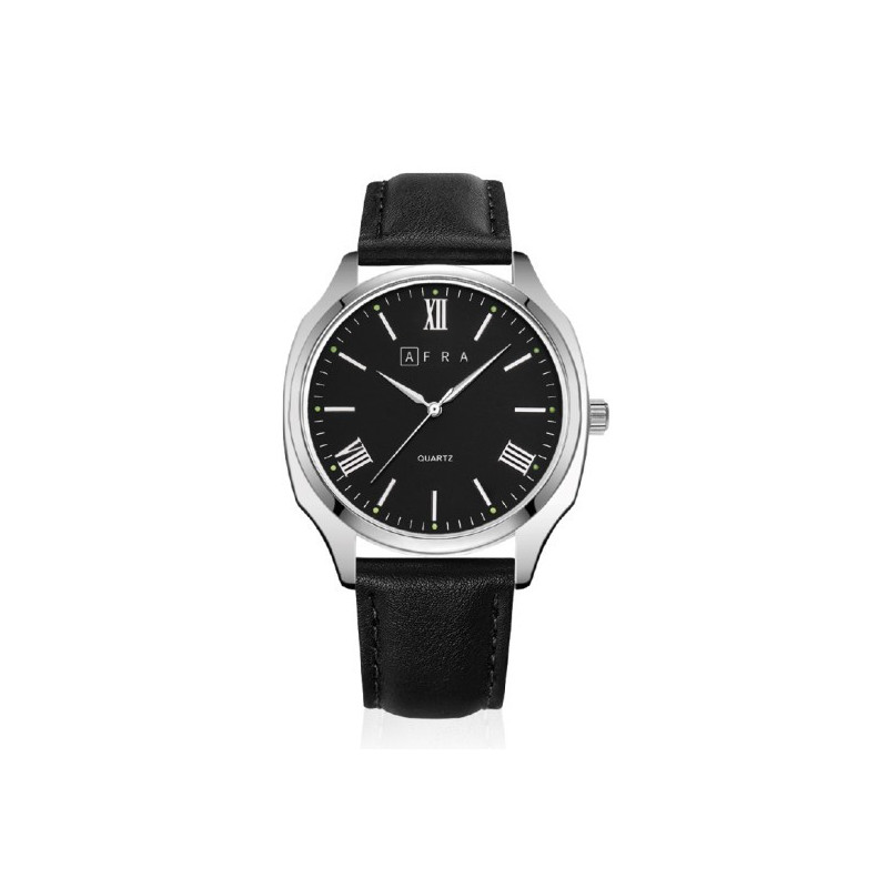 AFRA Ryder Casual Gentleman's Watch, Silver Stainless Steel Case, Japanese Construction, Water Resistant 30m, Black
