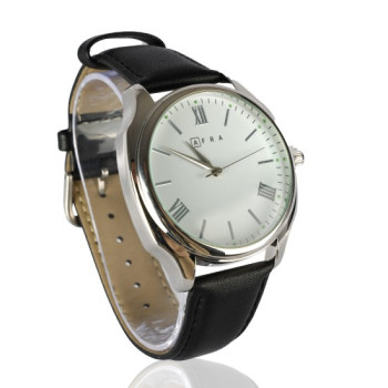 AFRA Ryder Casual Gentleman's Watch, Silver Stainless Steel Case, Japanese Construction, Water Resistant 30m, Black/White