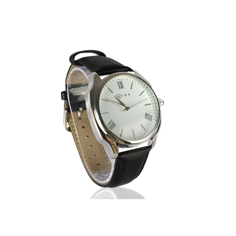 AFRA Ryder Casual Gentleman's Watch, Silver Stainless Steel Case, Japanese Construction, Water Resistant 30m, Black/White