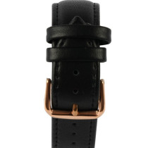 AFRA Dazzler Gentleman's Watch, Japanese Quartz, Rose Gold Stainless Steel Case, Leather Strap, Water Resistant 30m, Black