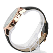 AFRA Dazzler Gentleman's Watch, Japanese Quartz, Rose Gold Stainless Steel Case, Leather Strap, Water Resistant 30m, Rose Gold/Black