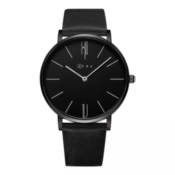 AFRA Urbanite Gentleman's Watch, Leather Strap, Japanese Quartz, Water Resistant 30m, Black