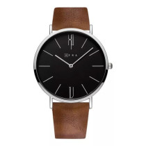 AFRA Urbanite Gentleman's Watch, Leather Strap, Japanese Quartz, Water Resistant 30m. Black/Brown