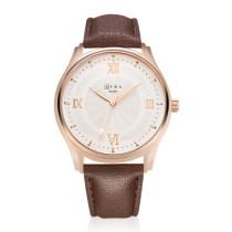 AFRA Maximus Gentleman's Watch, Japanese Design, Rose Gold Case, Leather Strap, Water Resistant 30m, Brown