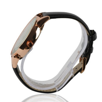 AFRA Conrad Gentleman's Watch, Japanese Design, Rose Gold Metal Alloy Case, Leather Strap, Water Resistant 30m, Rose Gold/Black