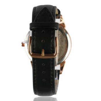 AFRA Conrad Gentleman's Watch, Japanese Design, Rose Gold Metal Alloy Case, Leather Strap, Water Resistant 30m, Rose Gold/Black