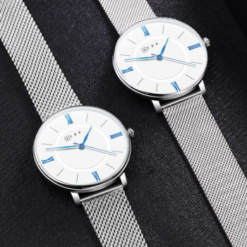 AFRA Ambrose Gentleman's Watch, Japanese Design, Silver Alloy Case, White Dial, Silver Mesh Bracelet Strap, Water Resistant 30m