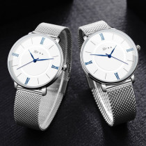 AFRA Ambrose Gentleman's Watch, Japanese Design, Silver Alloy Case, White Dial, Silver Mesh Bracelet Strap, Water Resistant 30m