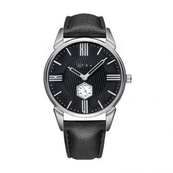AFRA Moment Gentleman's Watch, Japanese Design, Silver Metal Case, Black Dial, Water Resistant 30m
