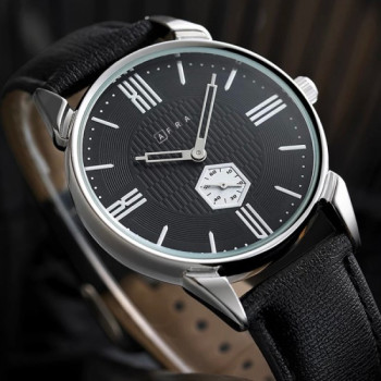 AFRA Moment Gentleman's Watch, Japanese Design, Silver Metal Case, Black Dial, Water Resistant 30m