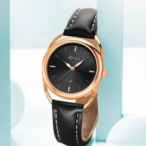 AFRA Carina Lady's Watch, Lightweight Rose Gold Metal Case, Leather Strap, Water Resistant 30m White
