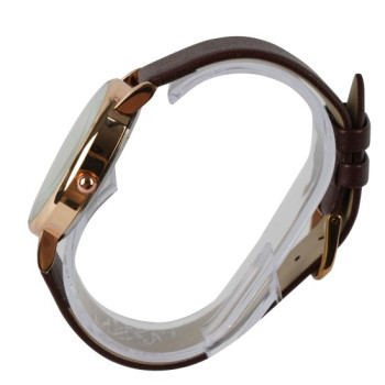 AFRA Elanor Lady's Watch, Lightweight Rose Gold Metal Case, Leather Strap, Water Resistant 30m Black