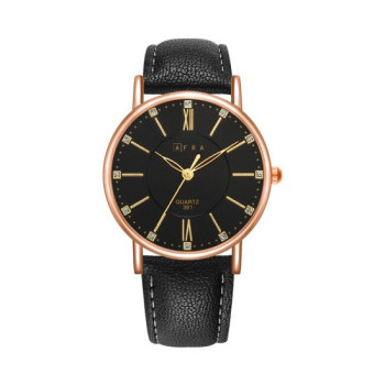 AFRA Kara Lady's Watch, Lightweight Rose Gold Metal Case, Leather Strap, Water Resistant 30m Brown