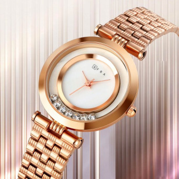 AFRA Ballare Ladies Watch, Gold Case, White Dial, Gold Bracelet