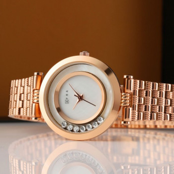 AFRA Ballare Ladies Watch, Gold Case, White Dial, Gold Bracelet