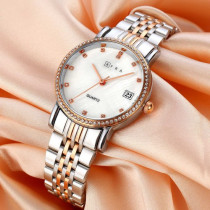 AFRA Calla Lady's Watch, Rose Gold and Silver Metal Alloy Case, White Mop Dial, Rose Gold and Silver Bracelet Strap with Latch, Water Resistant 30m