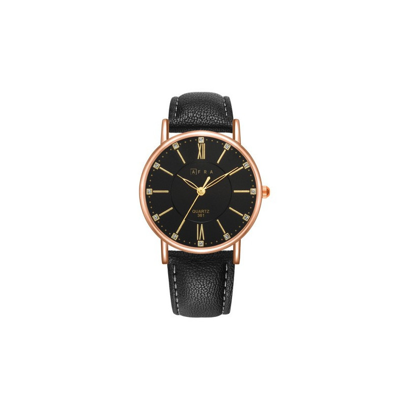 AFRA Kara Lady's Watch, Lightweight Rose Gold Metal Case, Leather Strap, Water Resistant 30m