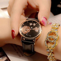 AFRA Elanor Lady's Watch, Lightweight Rose Gold Metal Case, Leather Strap, Water Resistant 30m Brown