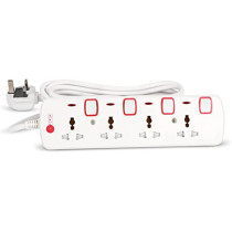 AFRA Japan Universal Extension Cord, 4 Way 3M, 4 Universal Sockets, 3 Meter Cable, Shock proof, 250V, ESMA, ROHS, and CB Certified with 2 Years Warranty