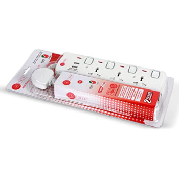 AFRA JAPAN Universal Extension Cord, 3Way 2USB 3M, 3 Universal Sockets, 2 USB Ports, 3 Meter Cable, Plastic Housing, Shock proof, 250V, ESMA, ROHS, and CB Certified with 2 Years Warranty