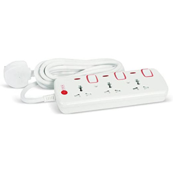 AFRA Japan Universal Extension Cord, 3 Way, 3 Universal Sockets, 5 Meter Cable, Easy Set-Up & Storage, Shockproof, 250V with 2 years warranty