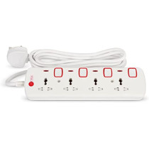 AFRA Japan Universal Extension Cord, 4 Way, 4 Universal Sockets, 5 Meter Cable, Easy Set-Up & Storage, Shockproof, 250V with 2 years warranty