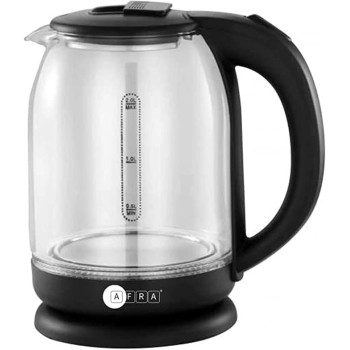 AFRA Japan Electric Kettle Glass, 1500W, 1.8L, Strong Glass Body with 2 years warranty, ESMA, ROHS, and CB Certified.