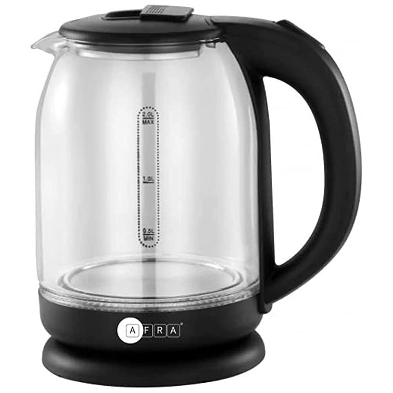 AFRA Japan Electric Kettle Glass, 1500W, 1.8L, Strong Glass Body with 2 years warranty, ESMA, ROHS, and CB Certified.