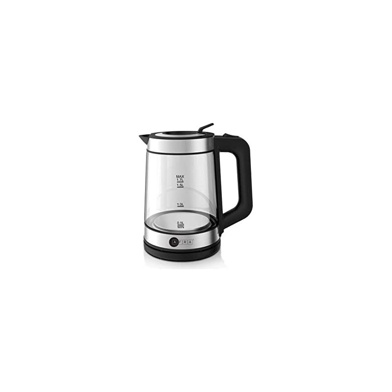 AFRA Japan Electric Kettle, 1.7L Capacity, 2200W, Automatic Shut-off, Overheat Protection, Glass and Silver, G-Mark, ESMA, RoHS, CB, 2 years warranty