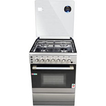 AFRA Japan 60X60cm Free Standing Gas Oven, Stainless Steel, 4 Gas Burners, Mechanical Timer, Large Capacity Oven, Glass Top Lid, Rotisserie, G-MARK, ESMA, ROHS, and CB Certified, 2 years warranty
